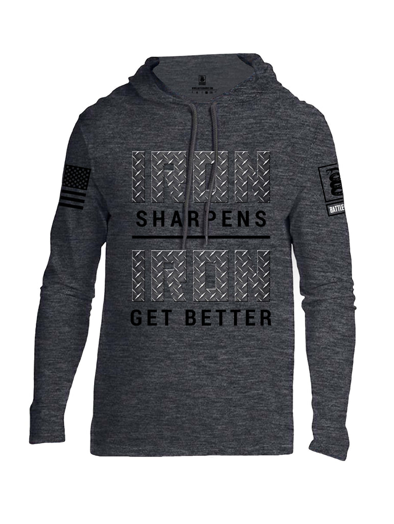 Battleraddle Iron Sharpens Iron Get Better Black Sleeves Men Cotton Thin Cotton Lightweight Hoodie