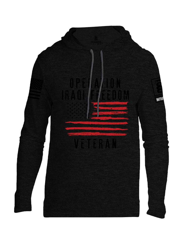 Battleraddle Operation Iraqi Freedom Veteran Black Sleeves Men Cotton Thin Cotton Lightweight Hoodie