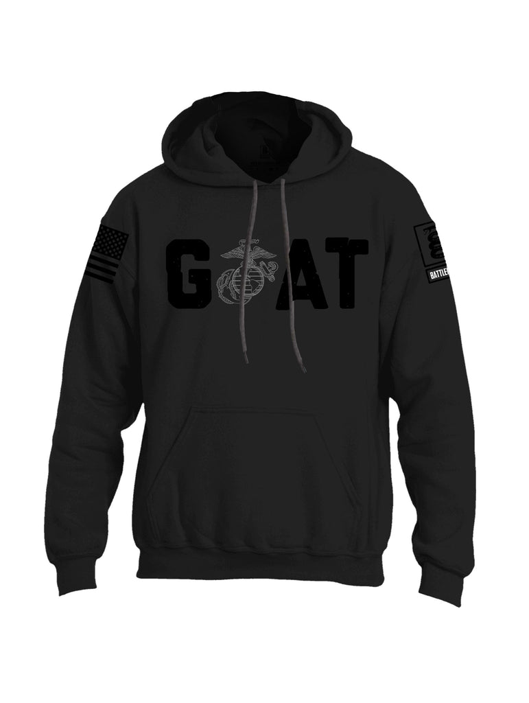 Battleraddle Goat Marine  Black Sleeves Uni Cotton Blended Hoodie With Pockets