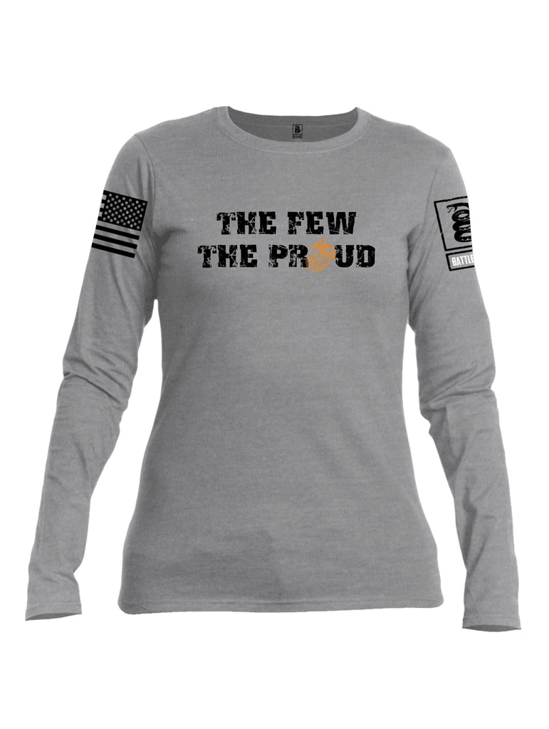 Battleraddle The Few The Proud  Black Sleeves Women Cotton Crew Neck Long Sleeve T Shirt