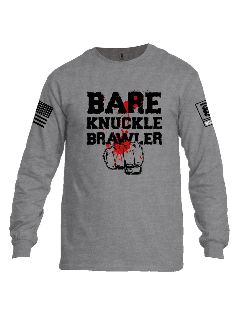 Battleraddle Bare Knuckle Brawler  Black Sleeves Men Cotton Crew Neck Long Sleeve T Shirt