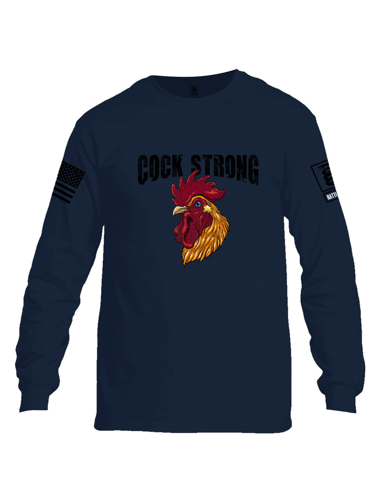 Battleraddle Cock Strong Black Sleeves Men Cotton Crew Neck Long Sleeve T Shirt