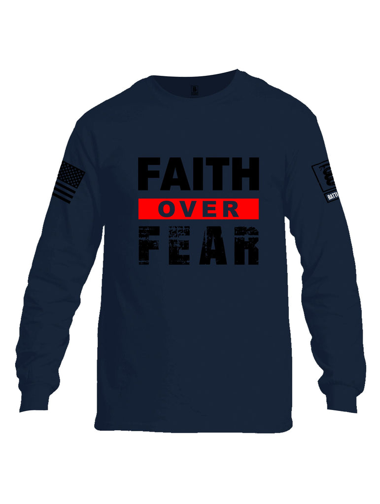 Battleraddle Faith Over Fear Black Sleeves Men Cotton Crew Neck Long Sleeve T Shirt