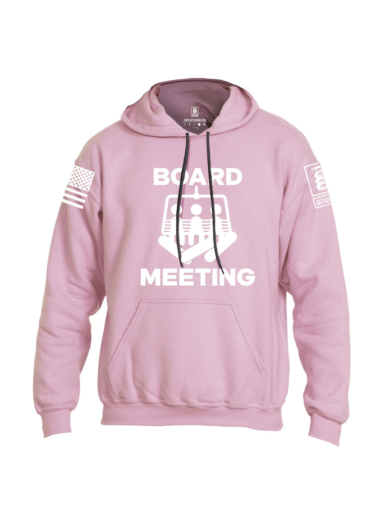 Battleraddle Board Meeting White Sleeves Uni Cotton Blended Hoodie With Pockets