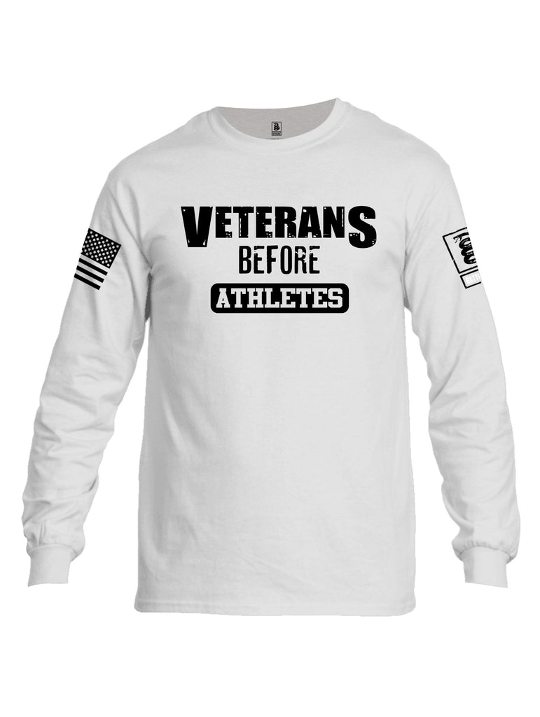 Battleraddle Veterans Before Athletes Black Sleeves Men Cotton Crew Neck Long Sleeve T Shirt