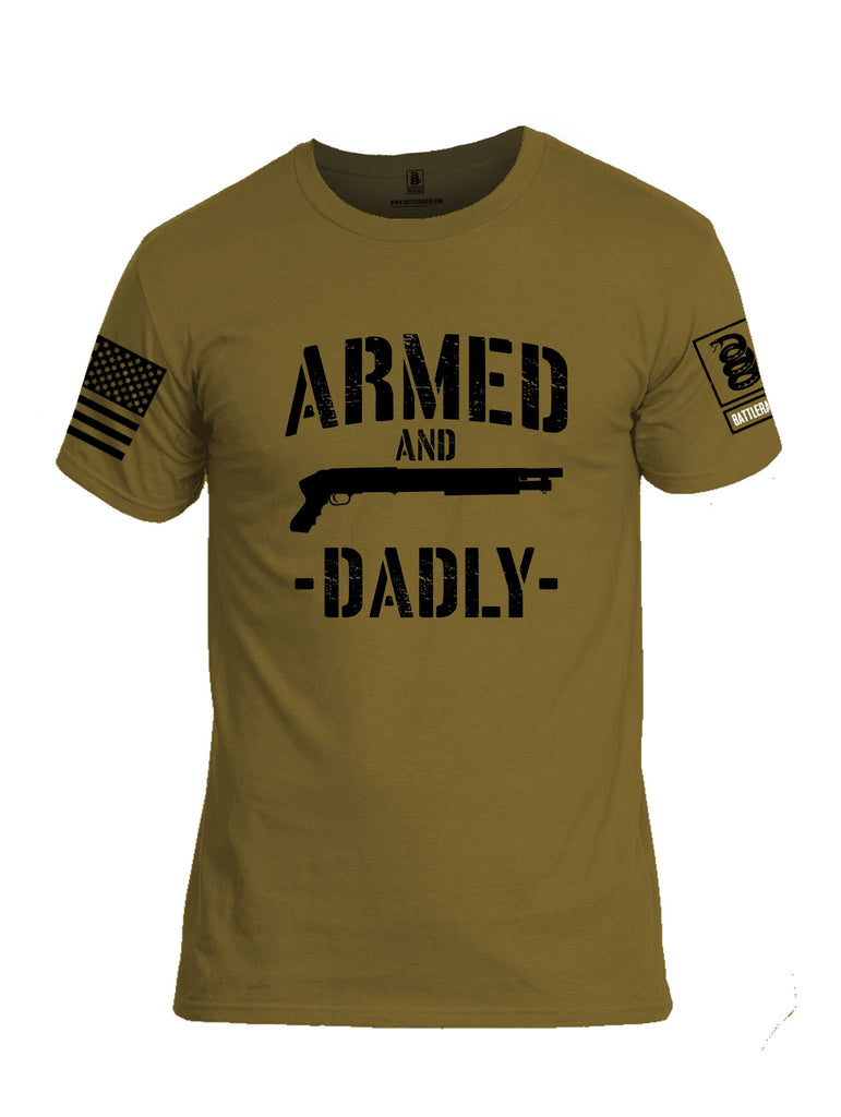 Battleraddle Armed And Dadly  Black Sleeves Men Cotton Crew Neck T-Shirt