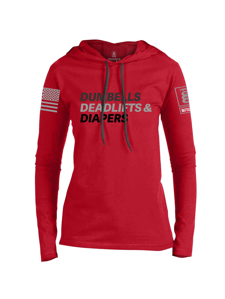 Battleraddle Dumbells Deadlifts & Diapers Grey Sleeves Women Cotton Thin Cotton Lightweight Hoodie