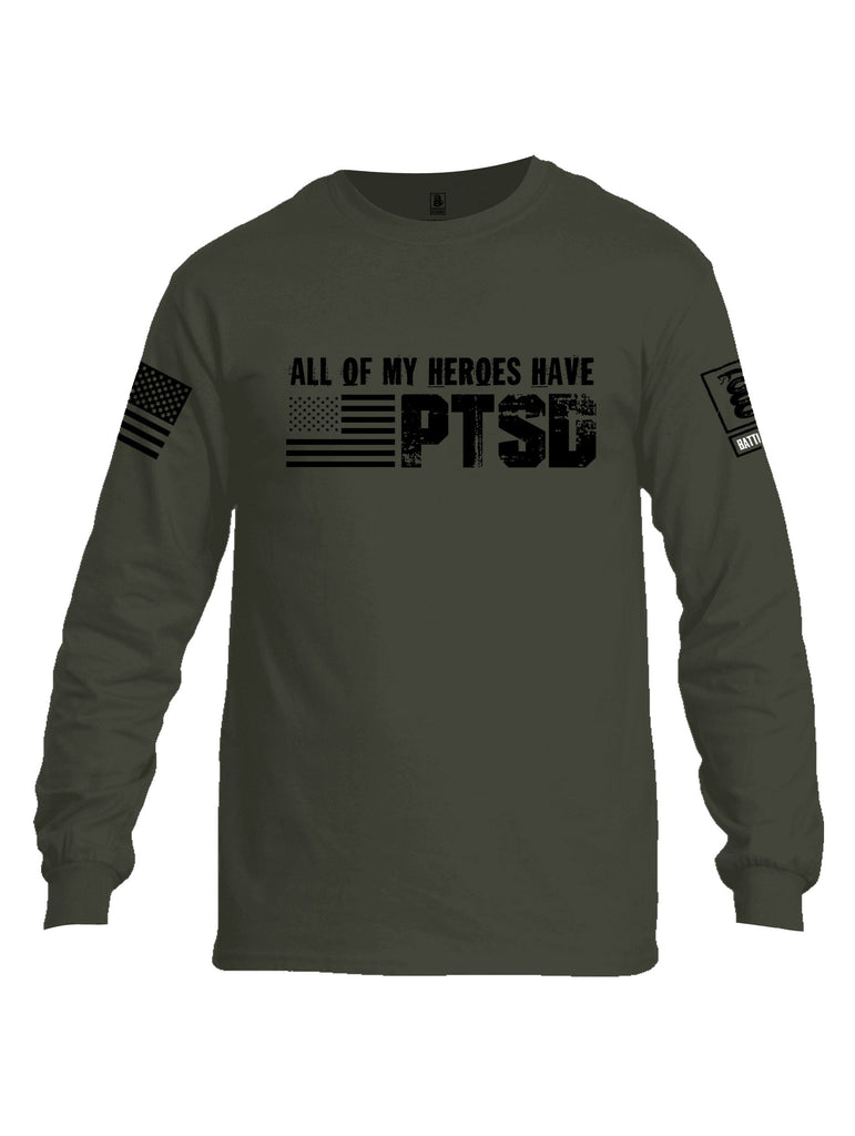 Battleraddle All Of My Heroes Have Ptsd Black Sleeves Men Cotton Crew Neck Long Sleeve T Shirt