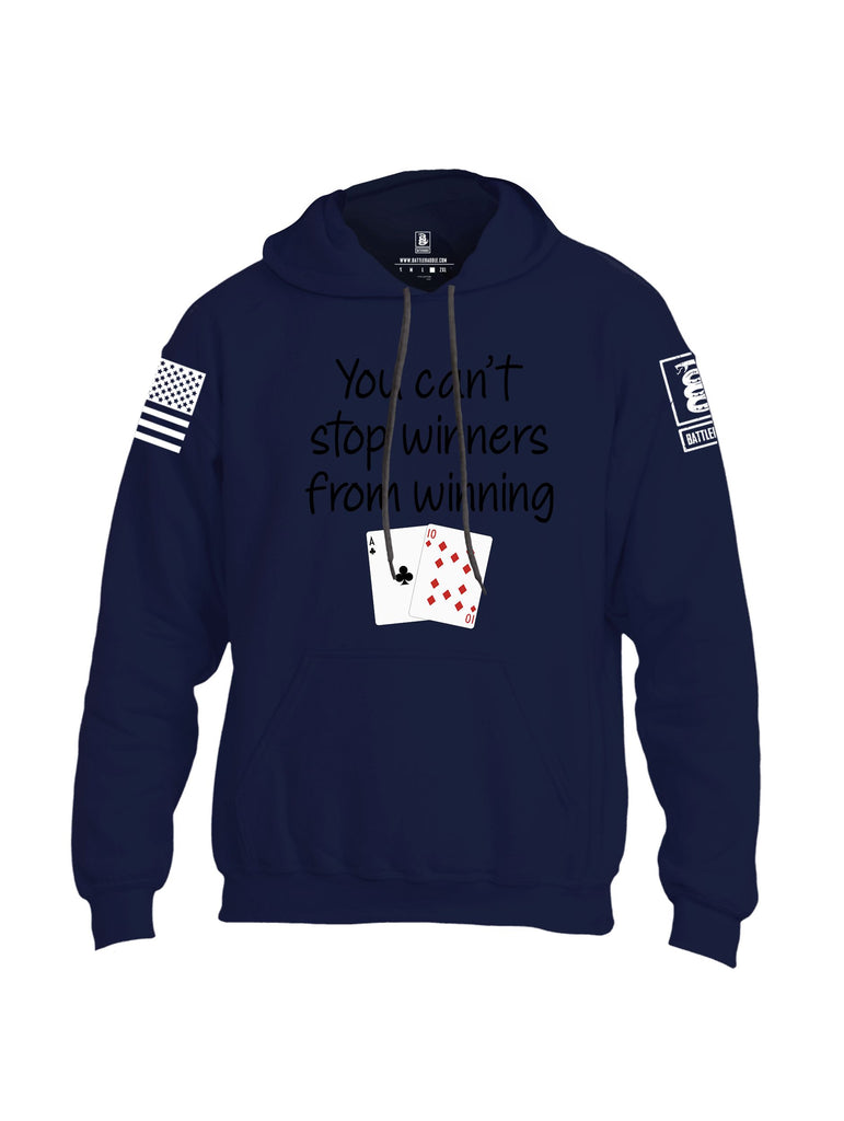 Battleraddle You Can'T Stop Winners From Winning White Sleeves Uni Cotton Blended Hoodie With Pockets