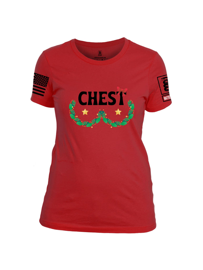 Battleraddle Chest Christmas Black Sleeves Women Cotton Crew Neck T-Shirt