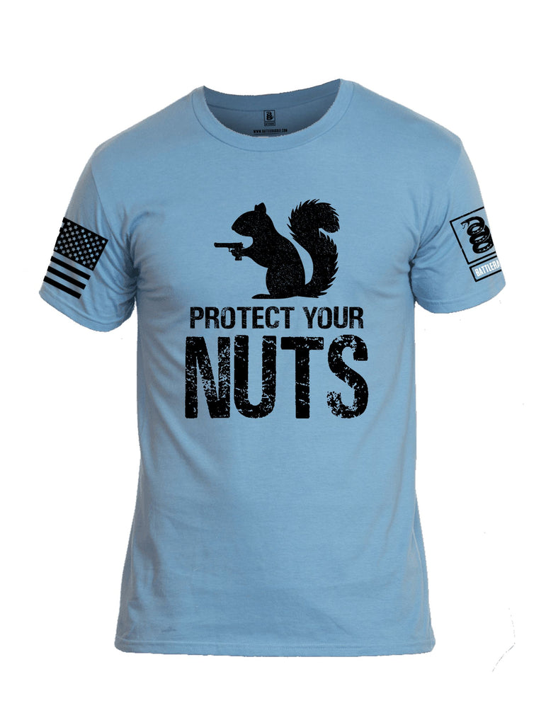 Battleraddle Protect Your Nuts  Black Sleeves Men Cotton Crew Neck T-Shirt