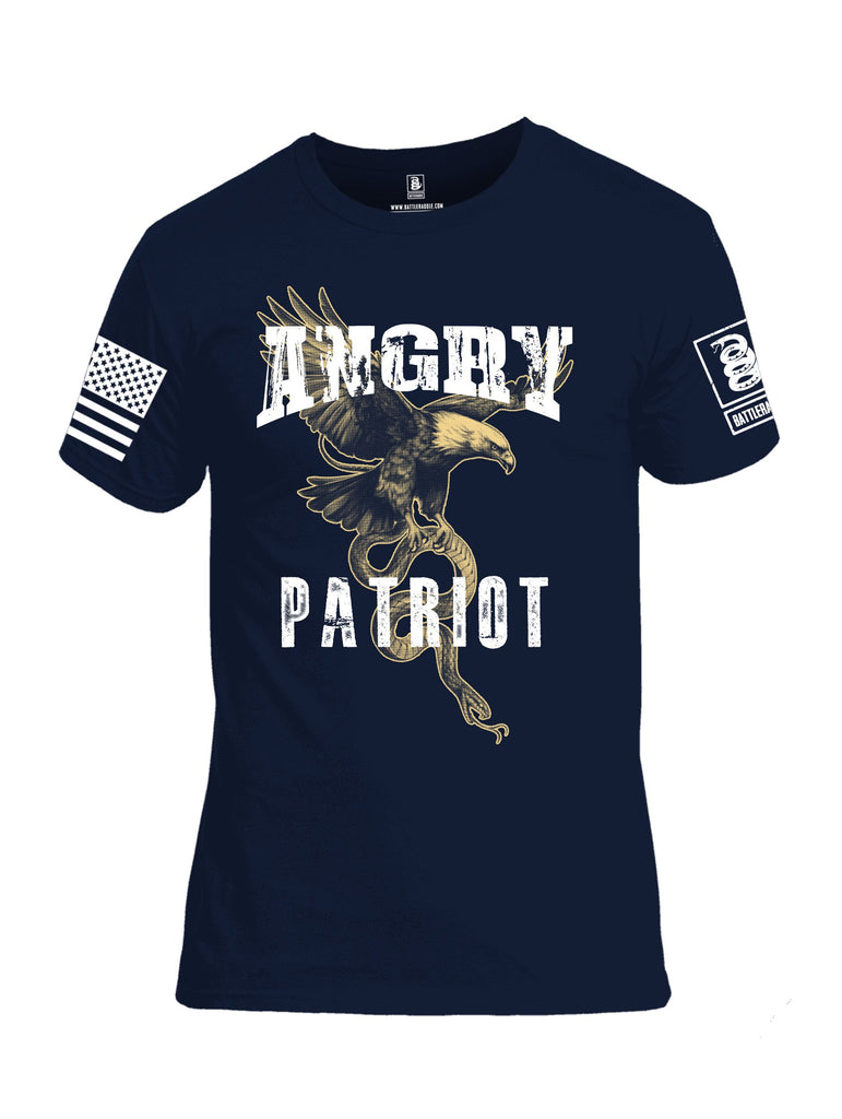 Battleraddle Angry Patriot Eagle  White Sleeves Men Cotton Crew Neck T-Shirt