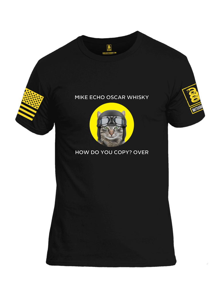 Battleraddle Mike Echo Oscar Whisky Yellow Sleeves Men Cotton Crew Neck T-Shirt