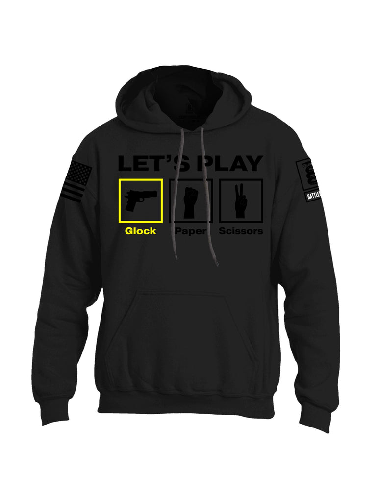 Battleraddle Let'S Play Glock Paper Scissors Black Sleeves Uni Cotton Blended Hoodie With Pockets
