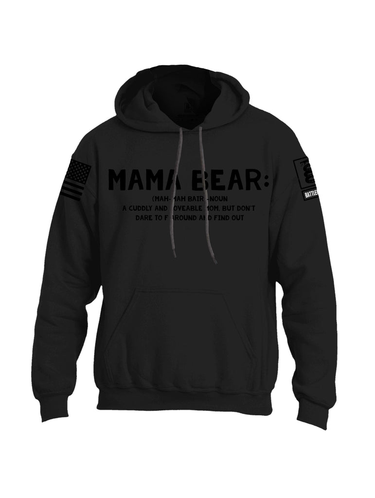 Battleraddle Mama Bear  Black Sleeves Uni Cotton Blended Hoodie With Pockets