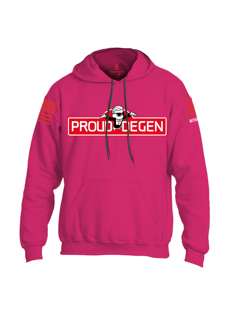Battleraddle Proud Degen Red Sleeves Uni Cotton Blended Hoodie With Pockets