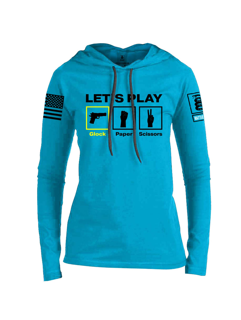 Battleraddle Let'S Play Glock Paper Scissors Black Sleeves Women Cotton Thin Cotton Lightweight Hoodie