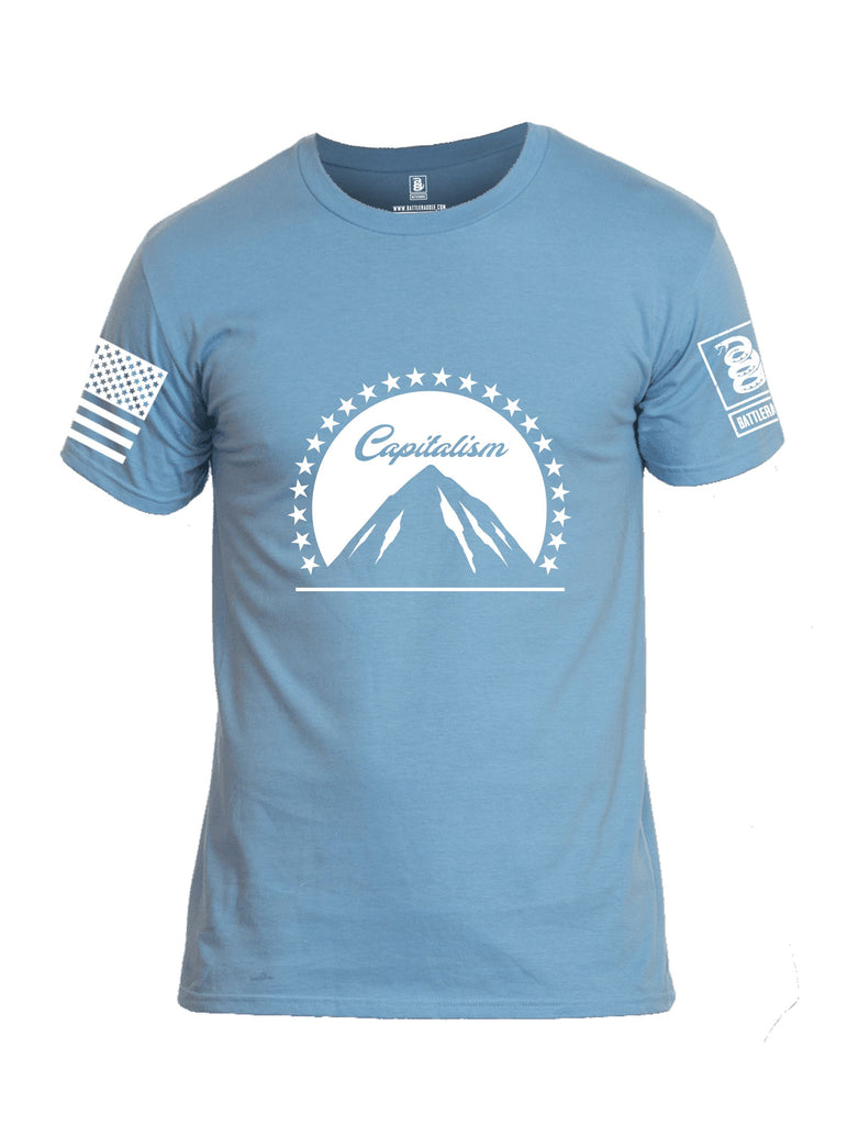 Battleraddle Capitalism White Sleeves Men Cotton Crew Neck T-Shirt