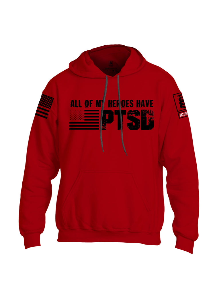 Battleraddle All Of My Heroes Have Ptsd Black Sleeves Uni Cotton Blended Hoodie With Pockets