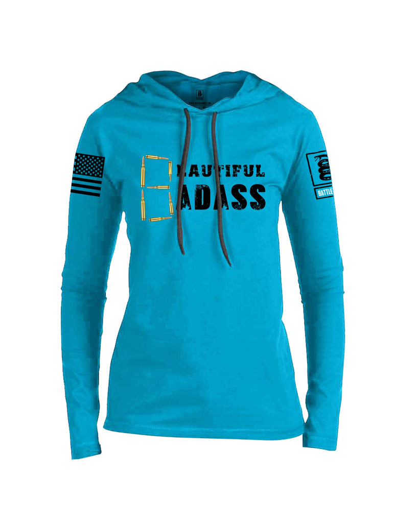 Battleraddle Beautiful Badass Black Sleeves Women Cotton Thin Cotton Lightweight Hoodie