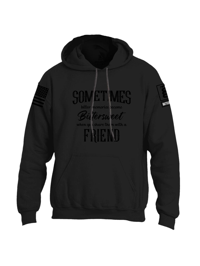 Battleraddle Sometimes Bitter Memories Become Bittersweet Black Sleeves Uni Cotton Blended Hoodie With Pockets