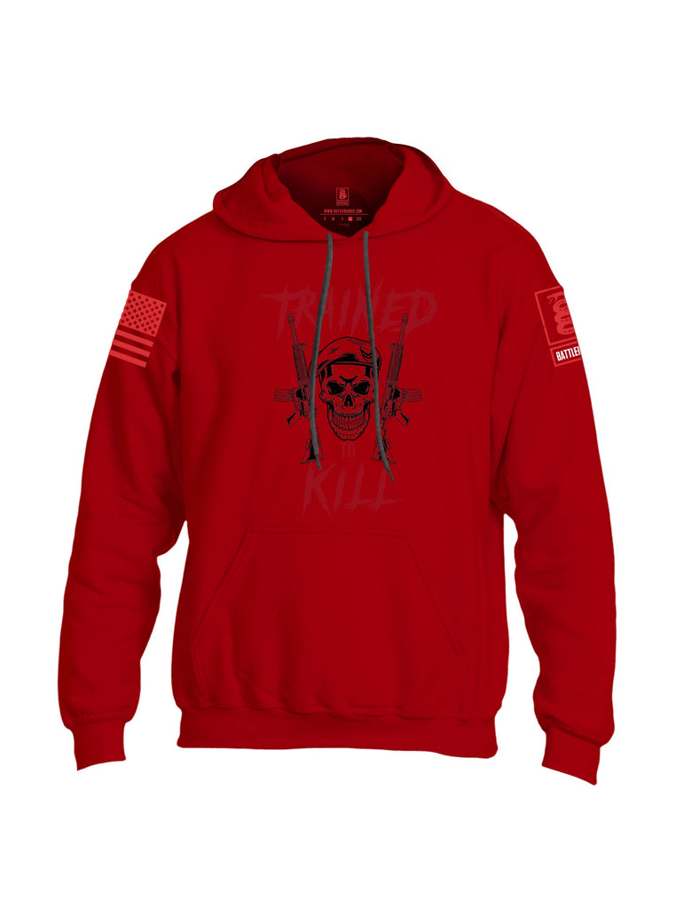 Battleraddle Trained To Kill  Red Sleeves Uni Cotton Blended Hoodie With Pockets