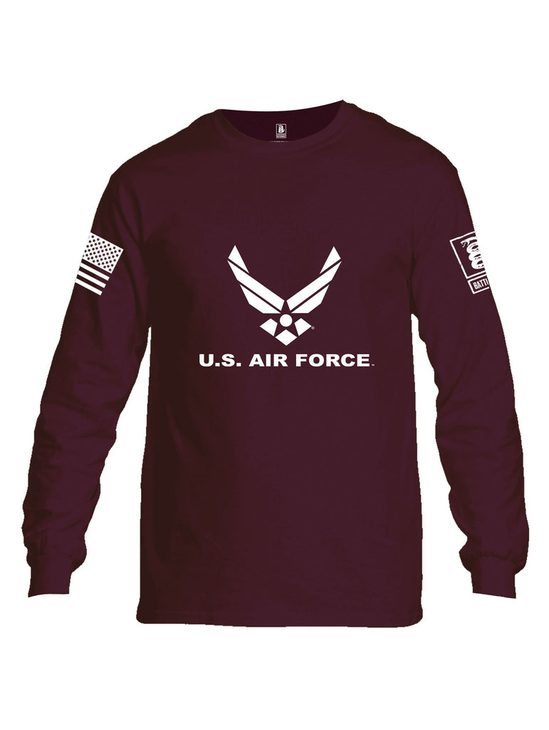 Battleraddle Us Air Force White Sleeves Men Cotton Crew Neck Long Sleeve T Shirt