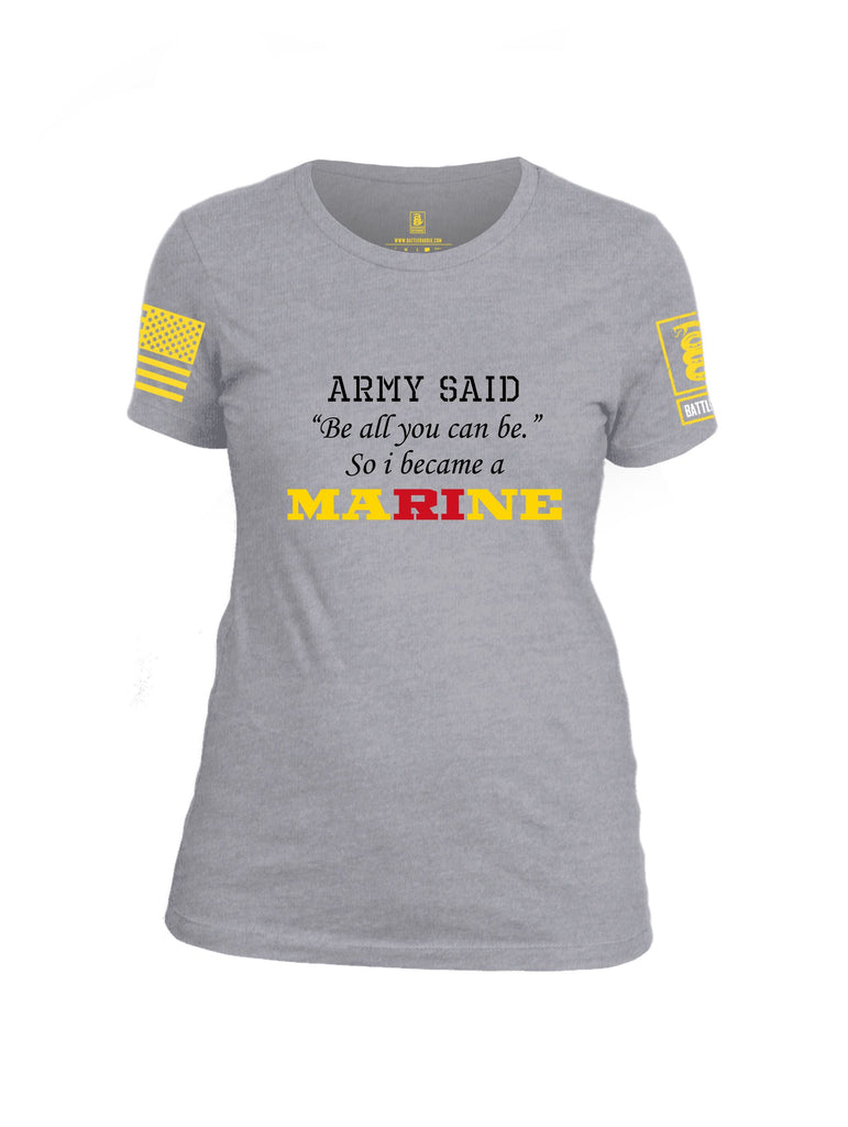 Battleraddle Army Said   Yellow Sleeves Women Cotton Crew Neck T-Shirt