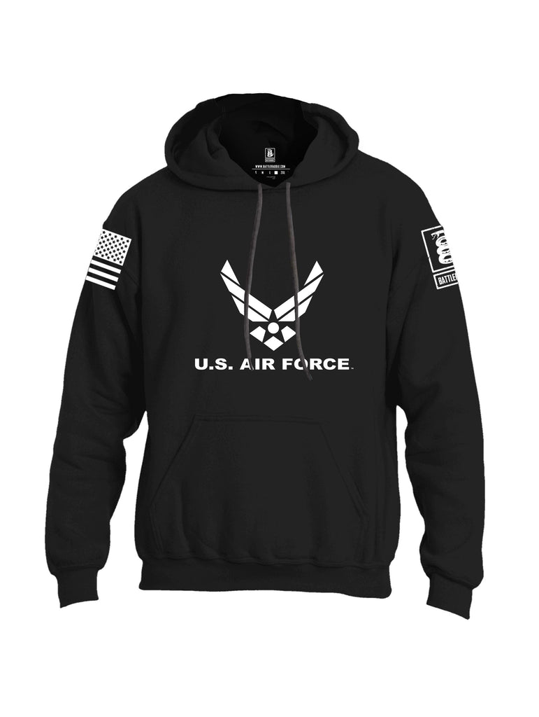 Battleraddle Us Air Force White Sleeves Uni Cotton Blended Hoodie With Pockets