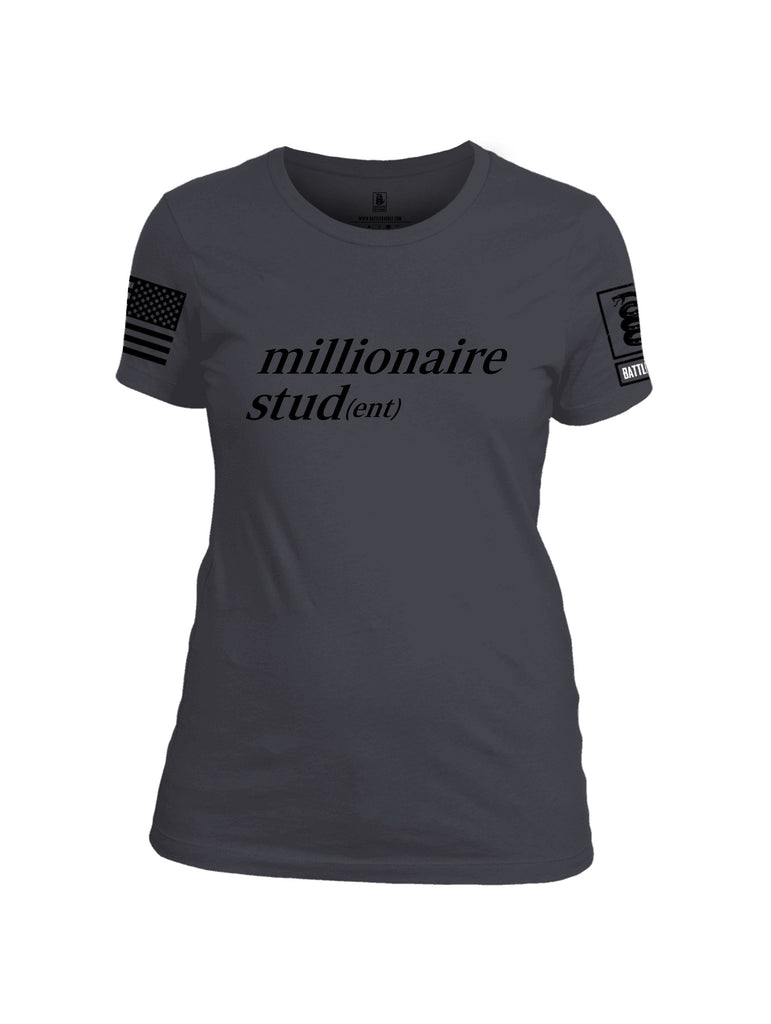 Battleraddle Millionaire Student Black Sleeves Women Cotton Crew Neck T-Shirt