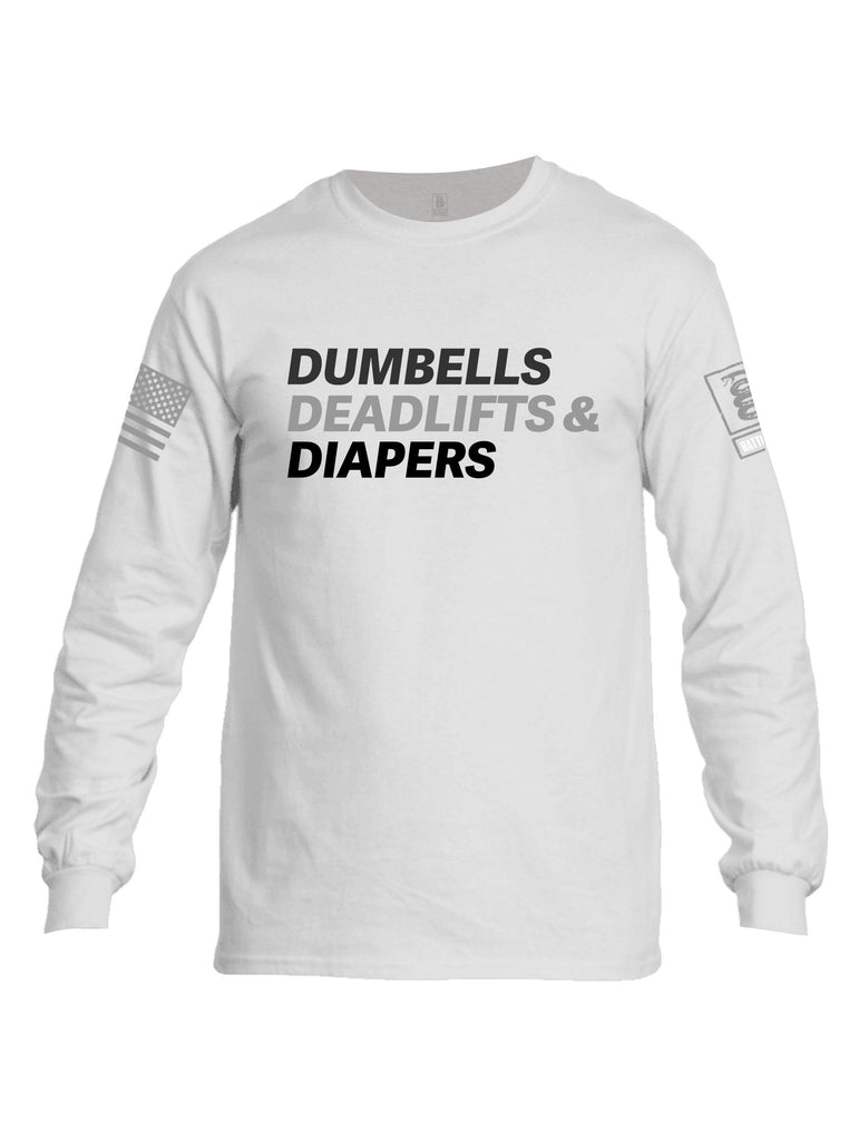 Battleraddle Dumbells Deadlifts & Diapers Grey Sleeves Men Cotton Crew Neck Long Sleeve T Shirt