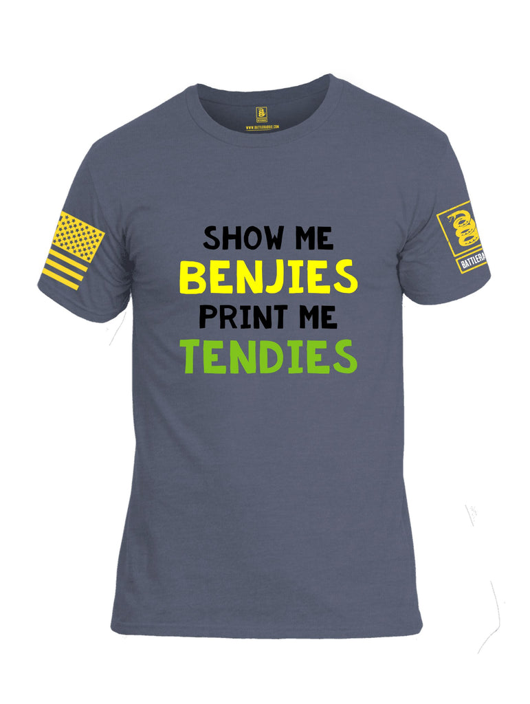 Battleraddle Show Me Benjies  Yellow Sleeves Men Cotton Crew Neck T-Shirt