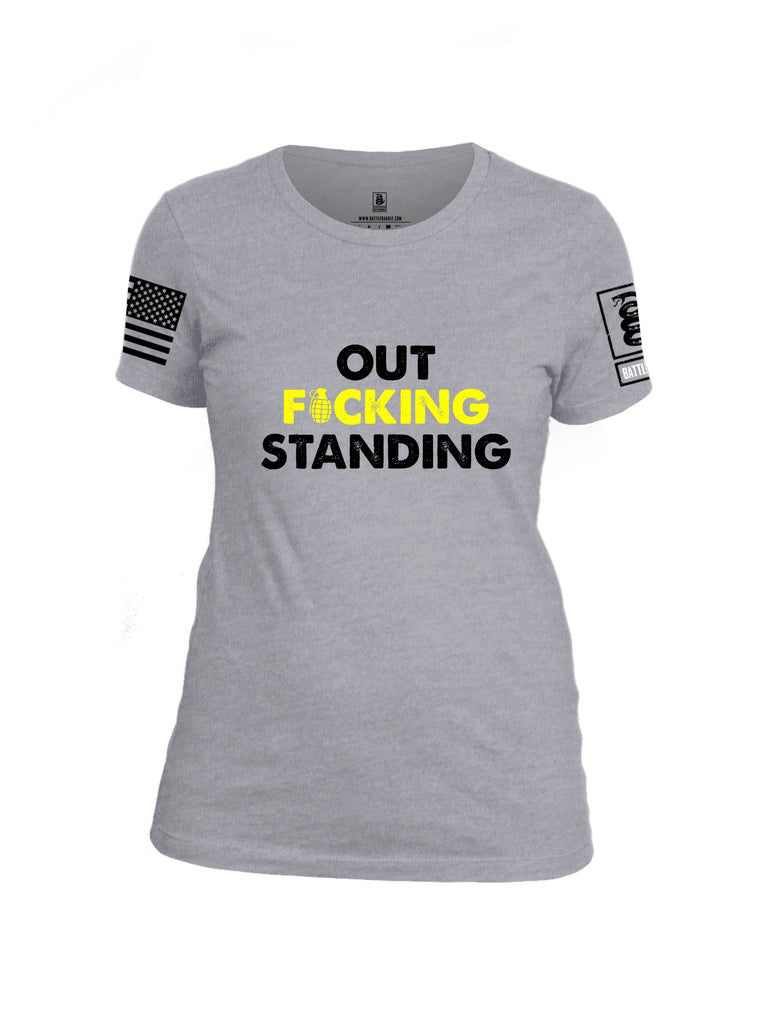 Battleraddle Out Fucking Standing Black Sleeves Women Cotton Crew Neck T-Shirt