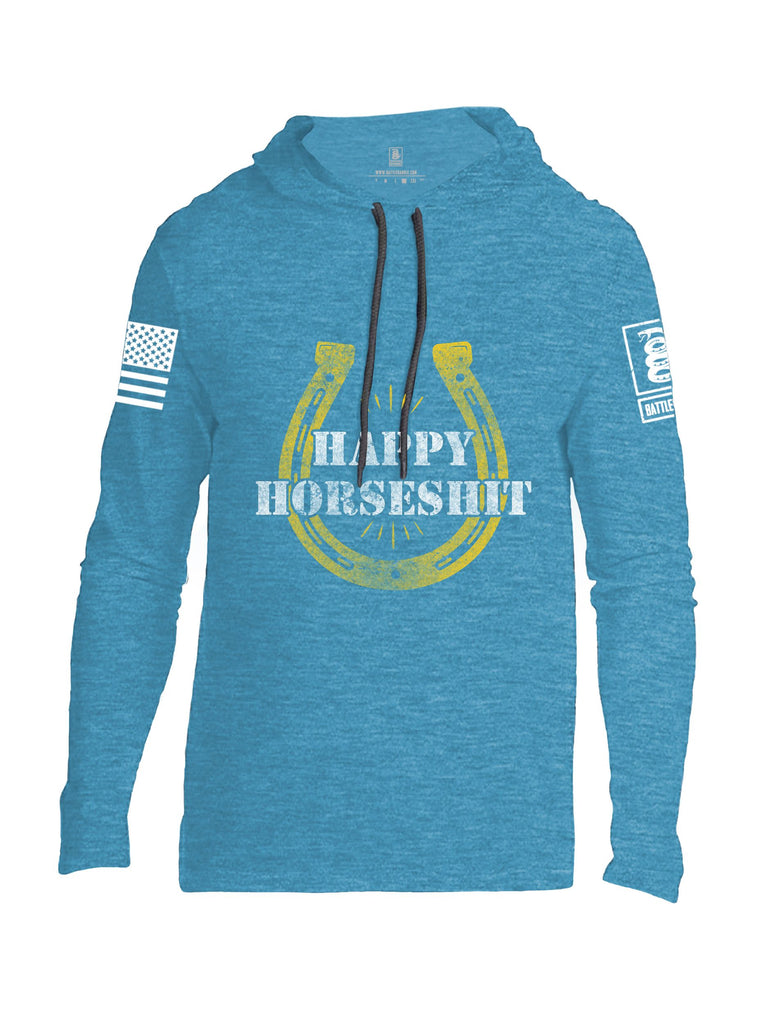 Battleraddle Happy Horseshit White Sleeves Men Cotton Thin Cotton Lightweight Hoodie