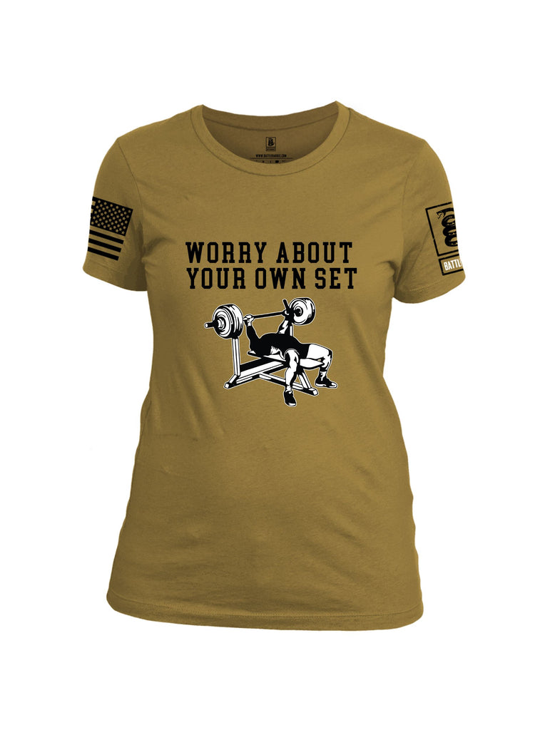 Battleraddle Worry About Your Own Set  Black Sleeves Women Cotton Crew Neck T-Shirt