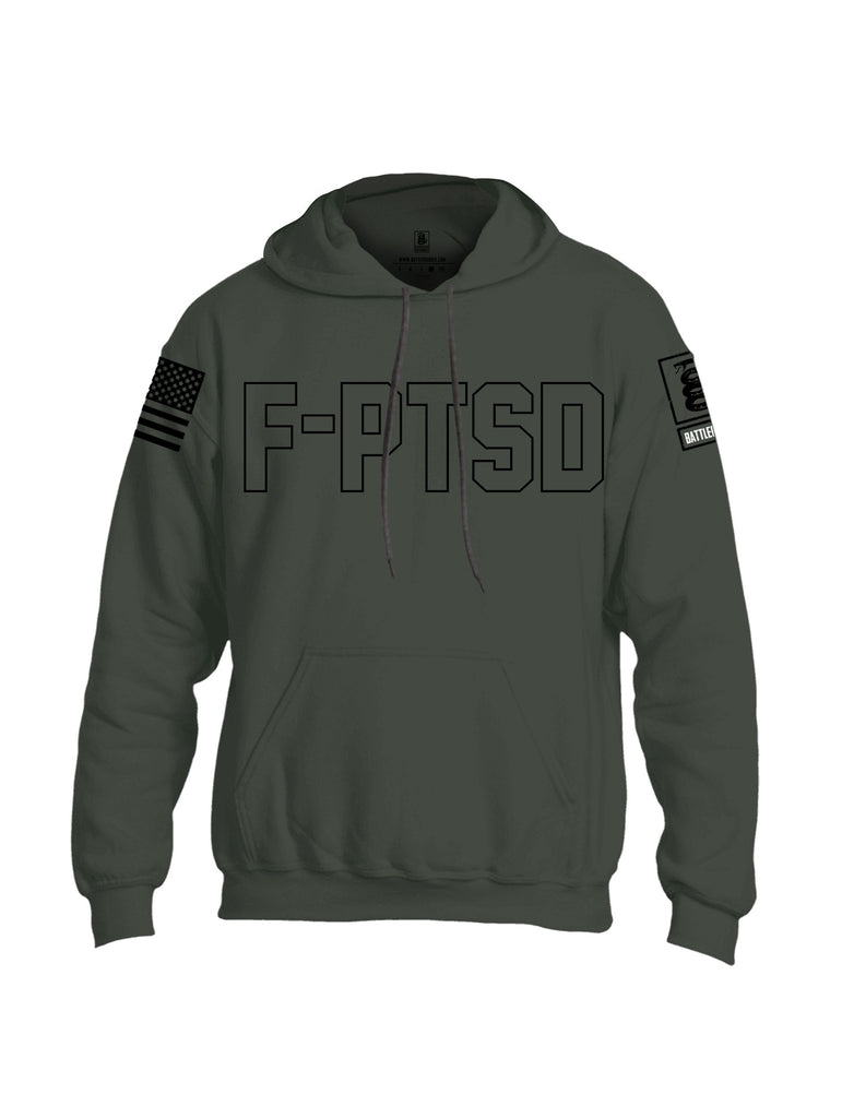 Battleraddle F-Ptsd  Black Sleeves Uni Cotton Blended Hoodie With Pockets