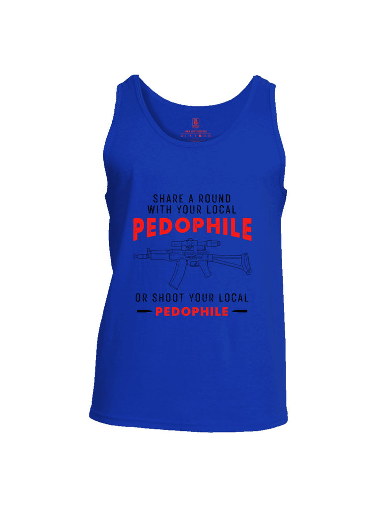Battleraddle Share A Round With Your Local Pedophile  Red Sleeves Men Cotton Cotton Tank Top