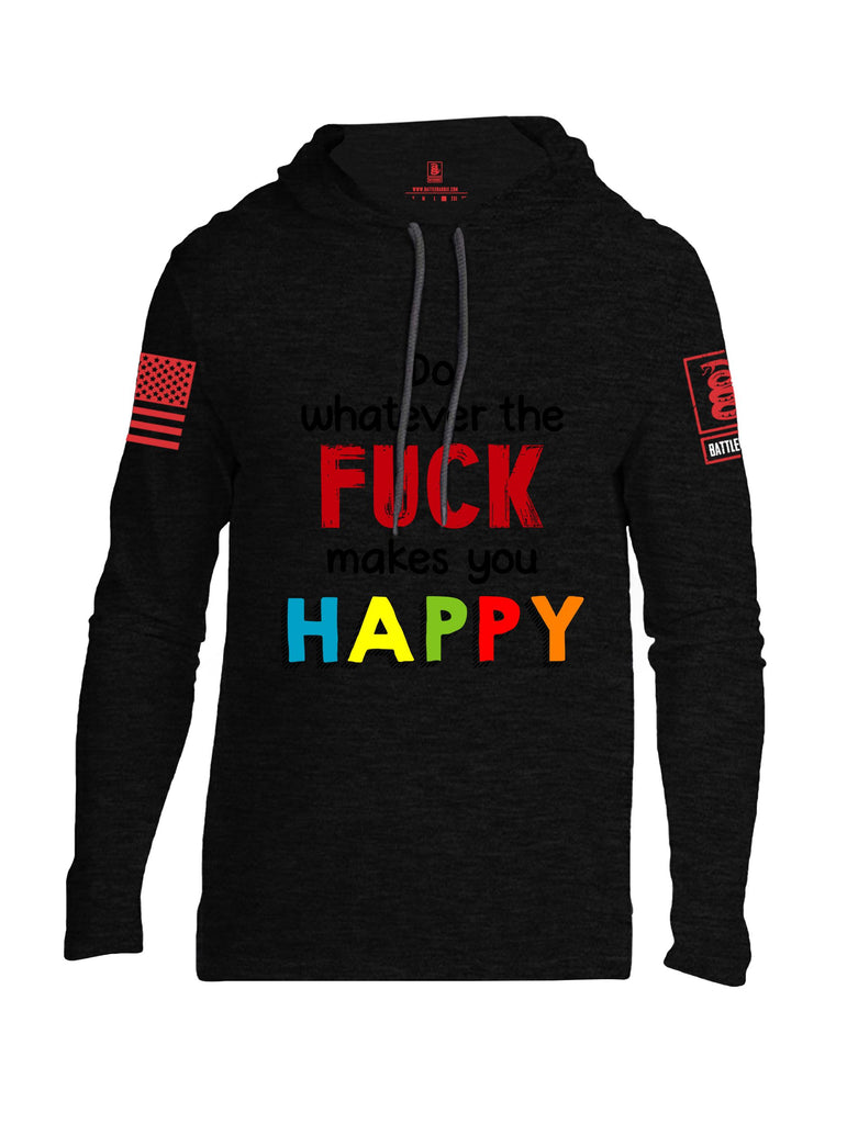 Battleraddle Do Whatever The Fuck Makes You Happy Red Sleeves Men Cotton Thin Cotton Lightweight Hoodie