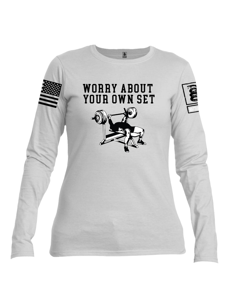 Battleraddle Worry About Your Own Set  Black Sleeves Women Cotton Crew Neck Long Sleeve T Shirt