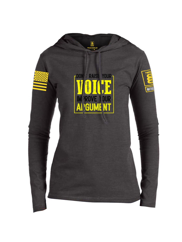 Battleraddle Don'T Raise Your Voice Yellow Sleeves Women Cotton Thin Cotton Lightweight Hoodie