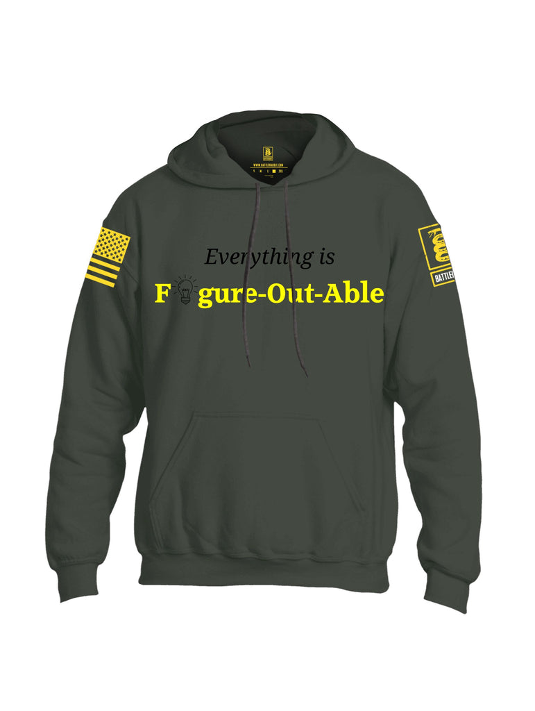 Battleraddle Everything Is Figure-Out-Able Yellow Sleeves Uni Cotton Blended Hoodie With Pockets