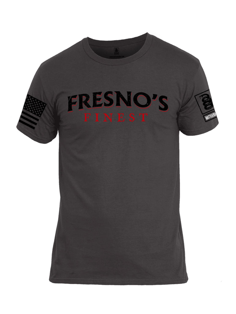 Battleraddle Fresnos Finest  Black Sleeves Men Cotton Crew Neck T-Shirt