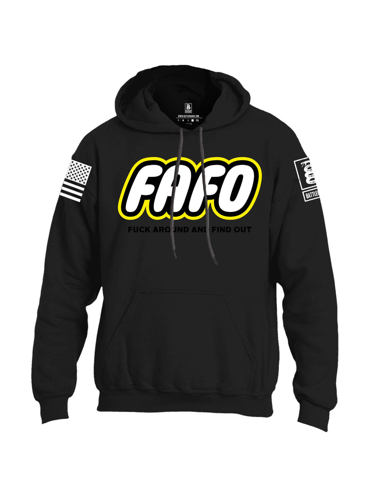 Battleraddle Fafo  White Sleeves Uni Cotton Blended Hoodie With Pockets