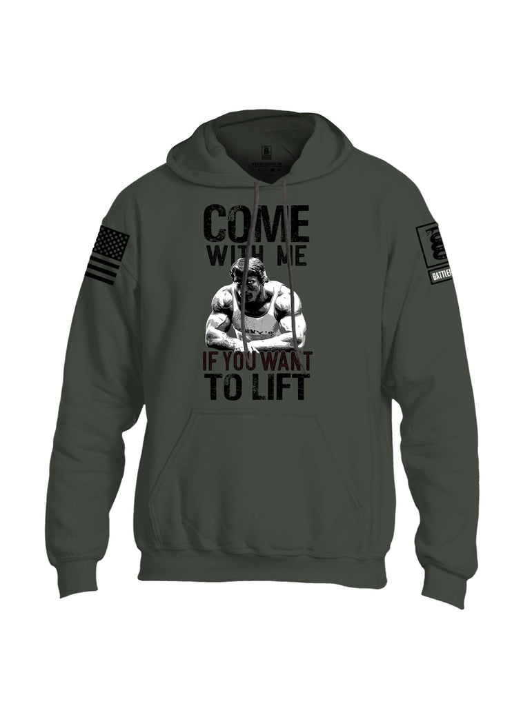 Battleraddle Come With Me If You Want To Lift  Black Sleeves Uni Cotton Blended Hoodie With Pockets
