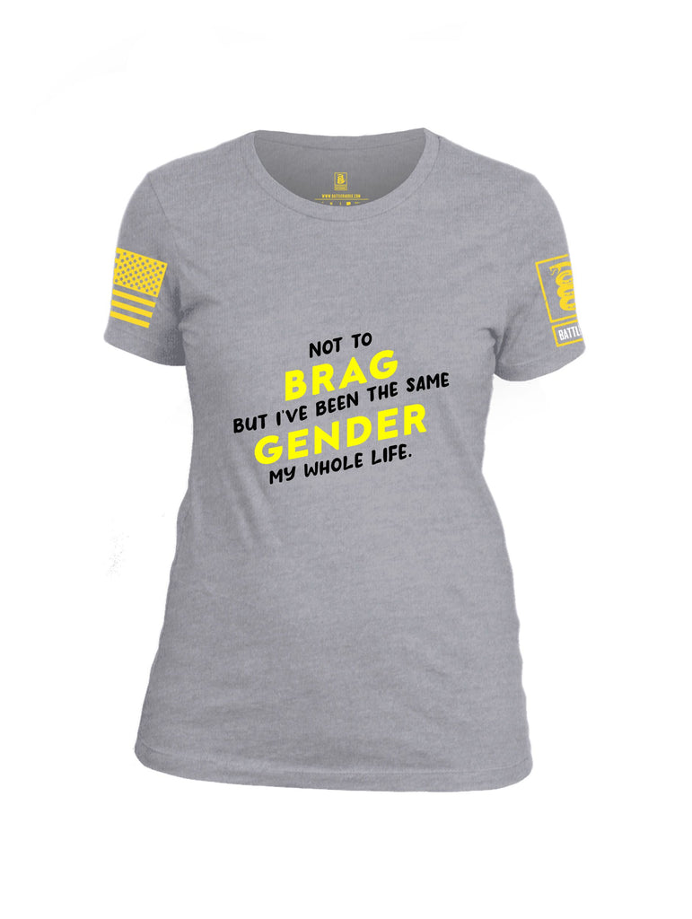 Battleraddle Not To Brag Yellow Sleeves Women Cotton Crew Neck T-Shirt