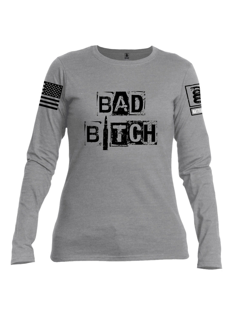 Battleraddle Bad Bitch Black Sleeves Women Cotton Crew Neck Long Sleeve T Shirt