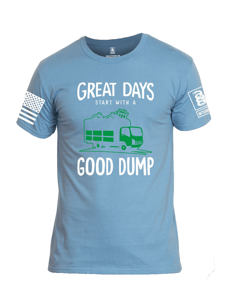 Battleraddle Great Days Start With A Good Dump White Sleeves Men Cotton Crew Neck T-Shirt
