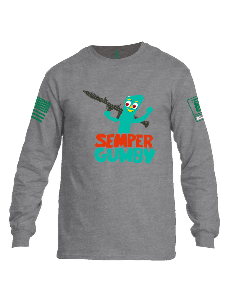 Battleraddle Semper Gumby Pearl Green Sleeves Men Cotton Crew Neck Long Sleeve T Shirt