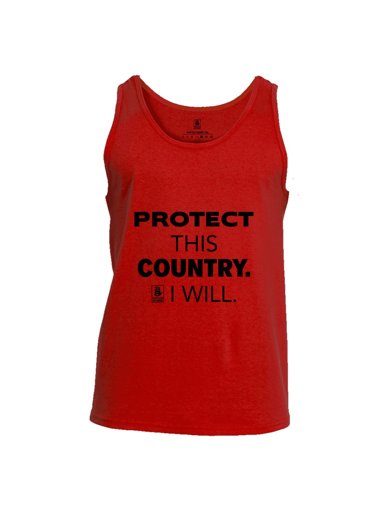 Battleraddle Protect This Country I Will.  Black Sleeves Men Cotton Cotton Tank Top