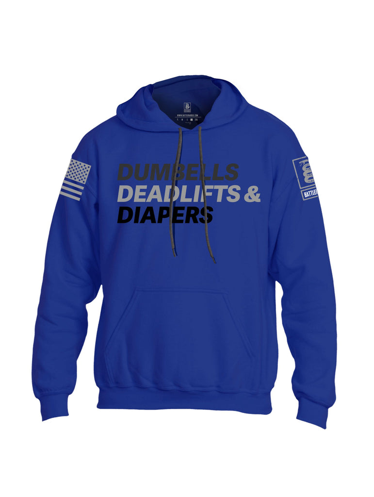 Battleraddle Dumbells Deadlifts & Diapers Grey Sleeves Uni Cotton Blended Hoodie With Pockets